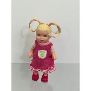 Vintage Happy Family Nikki Barbie Doll Toddler Pink Dress Blonde Pigtails